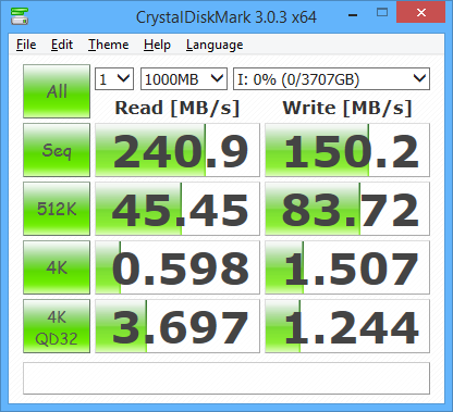 CrystalDiskMark screenshot showing results for storage_spaces_striped_mirror