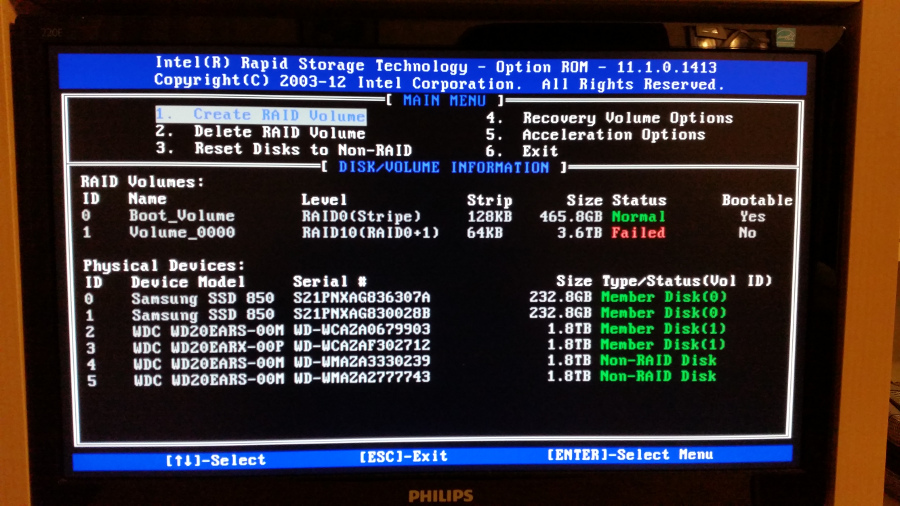 Image of BIOS screen showing the problem disks