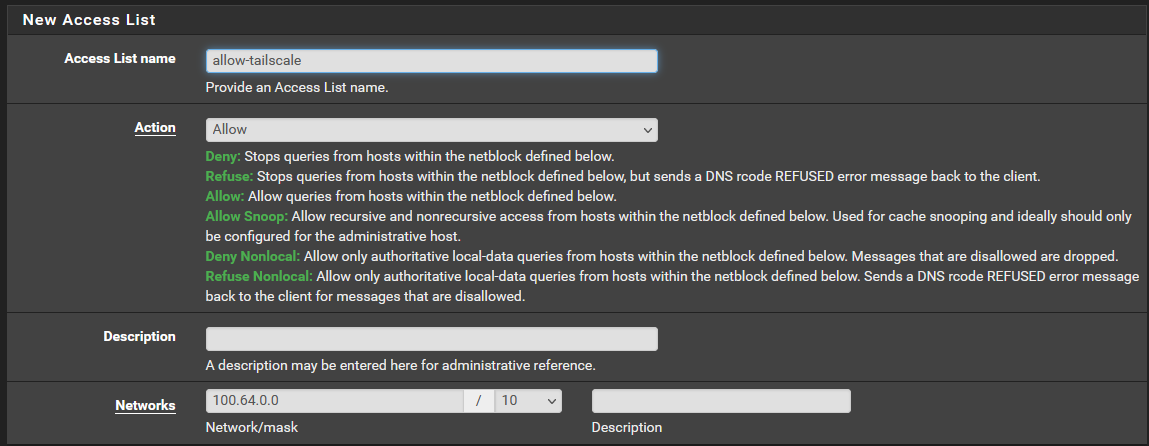 pfsense settings for Unbound ACLs
